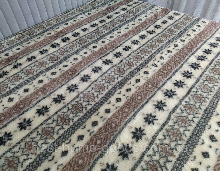 Ковдра з овечої вовни 150&times;200 см &mdash; тепла полуторна ковдра з гуцульським візерунком "зірочки", натуральна, екологічна, двостороння 2281 фото