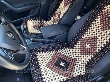 Дерев'яна автомасажна накидка на сидіння автомобіля з натурального бука &mdash; універсальний масажер для авто та офісних крісел 1655 фото