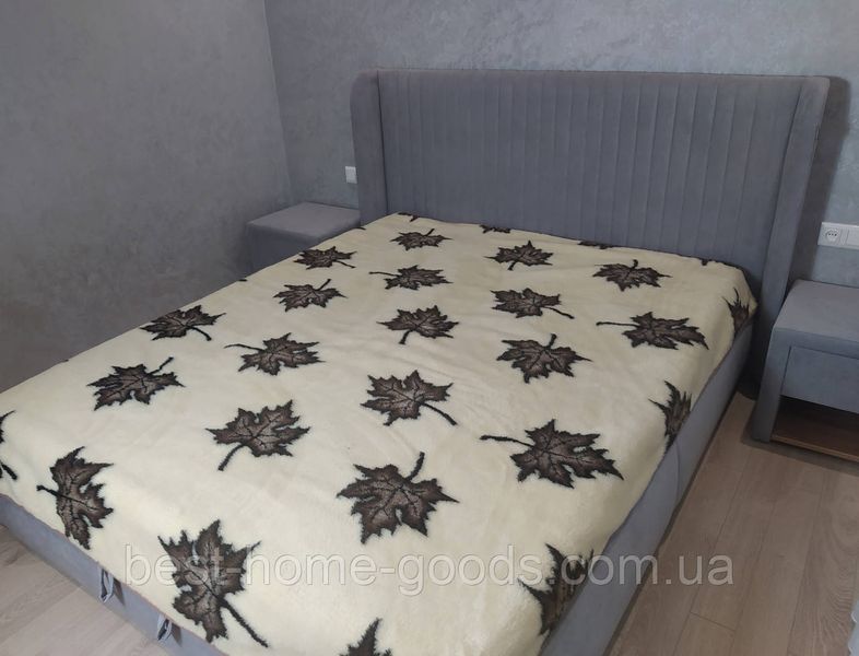 Ковдра з овечої вовни 149&times;199 см &mdash; натуральна тепла полуторна ковдра з клиновим візерунком, двостороння, екологічна 2242 фото