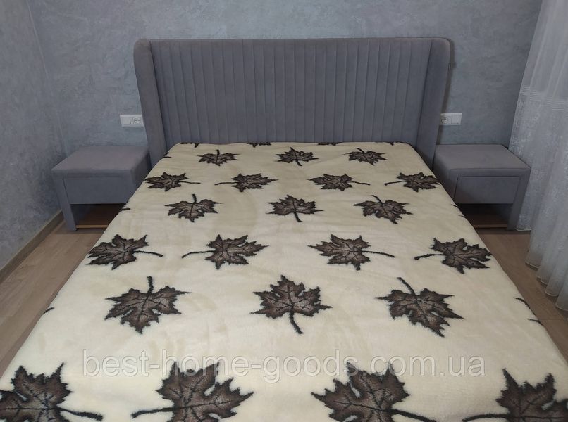 Ковдра з овечої вовни 149&times;199 см &mdash; натуральна тепла полуторна ковдра з клиновим візерунком, двостороння, екологічна 2242 фото