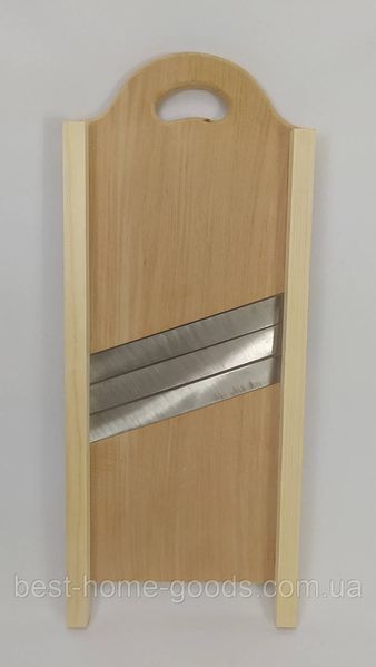 Дерев'яна ручна шатківниця для капусти з трьома ножами, бук, 47&times;20.5&times;4 см 7581 фото