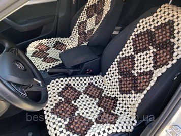 Дерев&rsquo;яна автомасажна накидка на сидіння легкового автомобіля з роликовим масажем, натуральний бук, лакована (130&times;48&times;37 см) 1078 фото