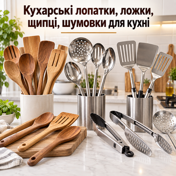 Кухарські лопатки, ложки, щипці, шумівки для кухні