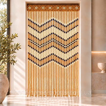 Штора з дерев&rsquo;яних намистин | Ромашка загадкова | 30 підвісок | 100&times;200 см | дерев&rsquo;яний декор 1035 фото