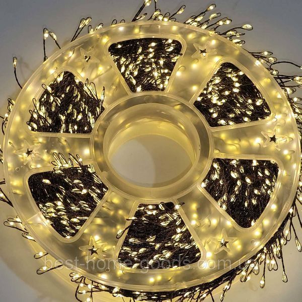 Гірлянда-нитка Хвойна лапа 100 м 3000 LED | тепле жовте світло | зелений дріт, 220 В, пульт 3094 фото