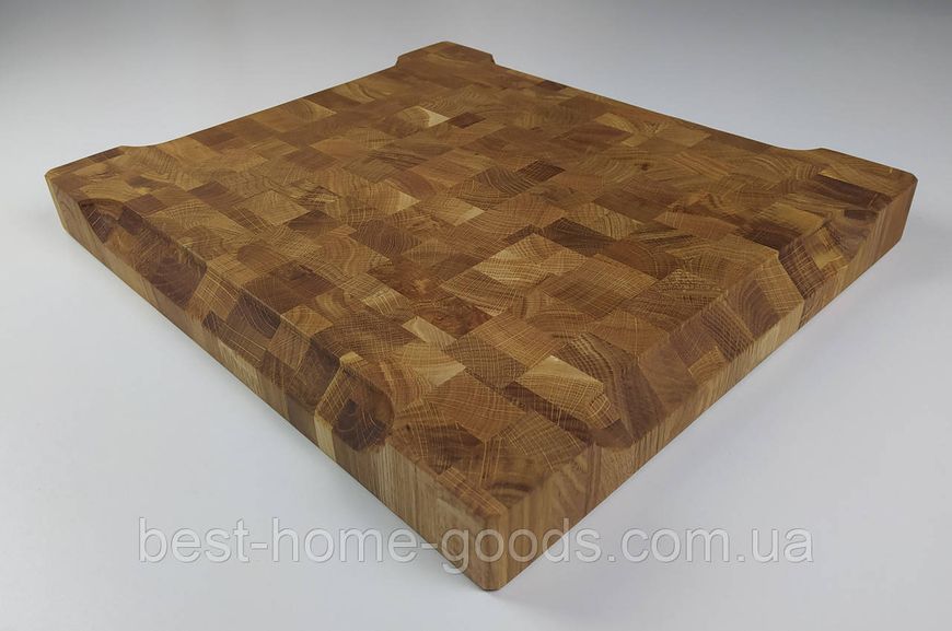 Кухонна обробна дошка дубова прямокутна з ручками 35&times;30&times;4 см &ndash; міцна торцева дошка для кухні, ресторану та піцерії 989 фото