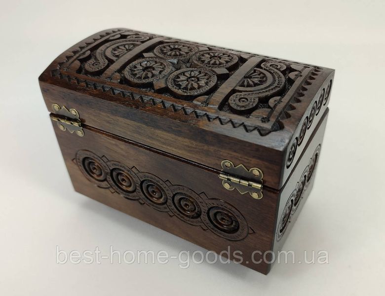 Різьблена дерев&rsquo;яна шкатулка з горіха | 13.5&times;7.6&times;10.5 см | Оксамитове дно | Унікальний подарунок ручної роботи 2283 фото