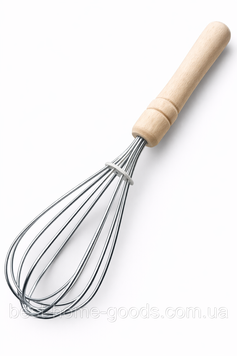 Вінчик кухонний з дерев&rsquo;яною ручкою 25 см &ndash; ручний віночок для збивання яєць, тіста, соусів та десертів 1046 фото