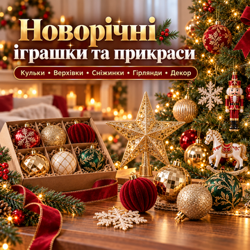 Новорічні іграшки та прикраси
