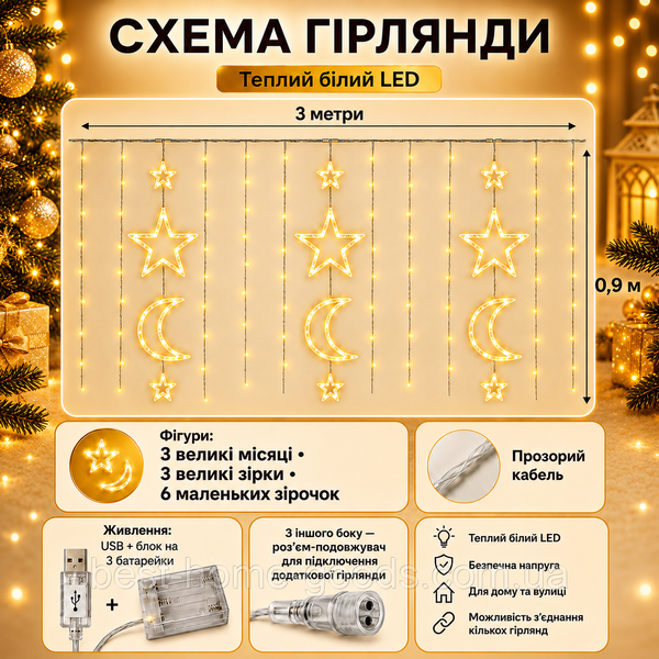 Великі місяці та зірки | теплий білий світло 1437 фото
